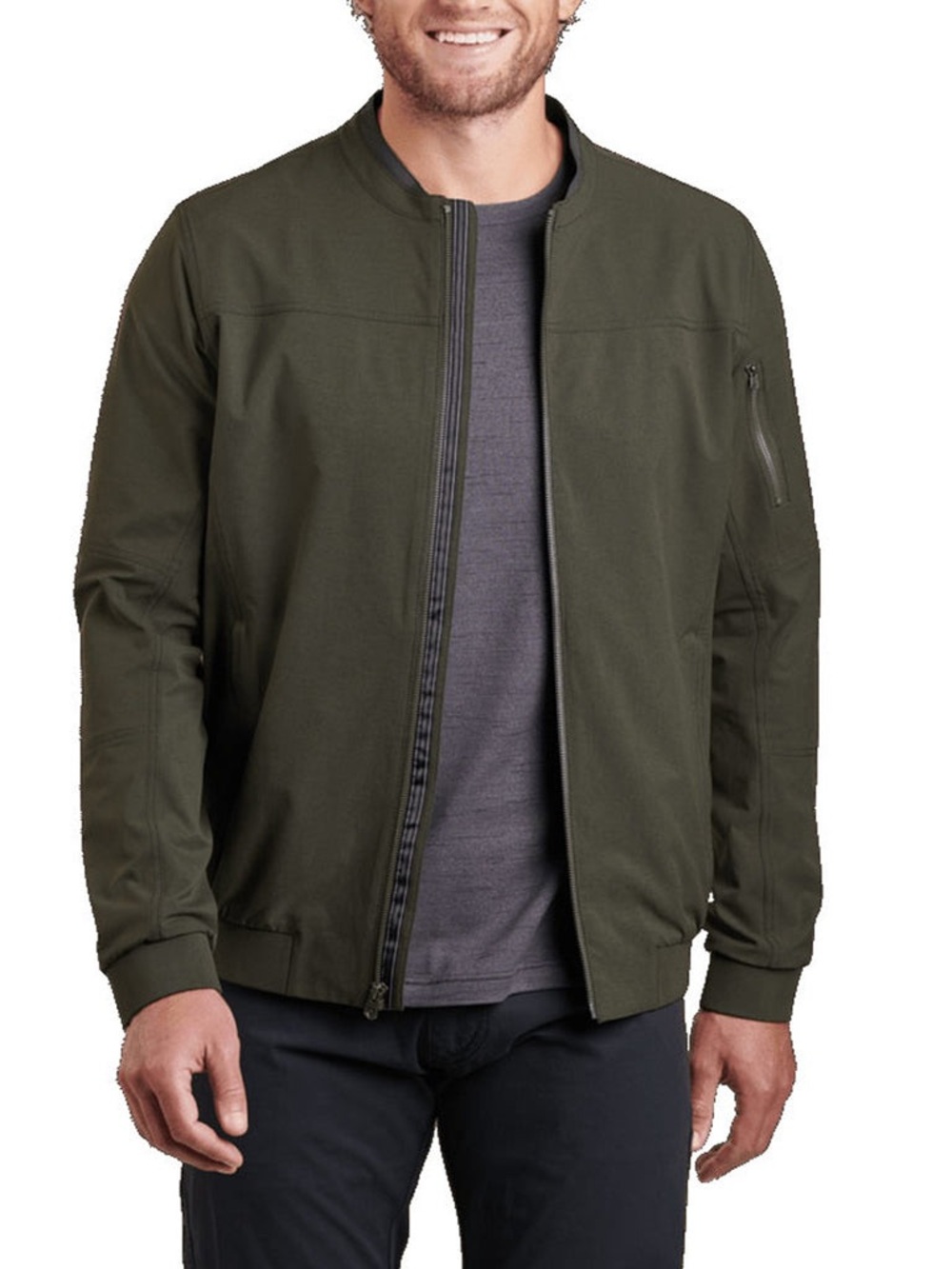 KÜHL Silencr Ripstop Bomber Jacket, Dark Forest Green – Men’s Size Large